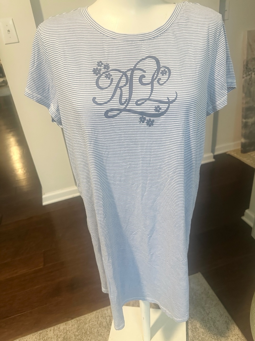 Lauren Ralph Lauren Striped Cotton Sleep Shirt L